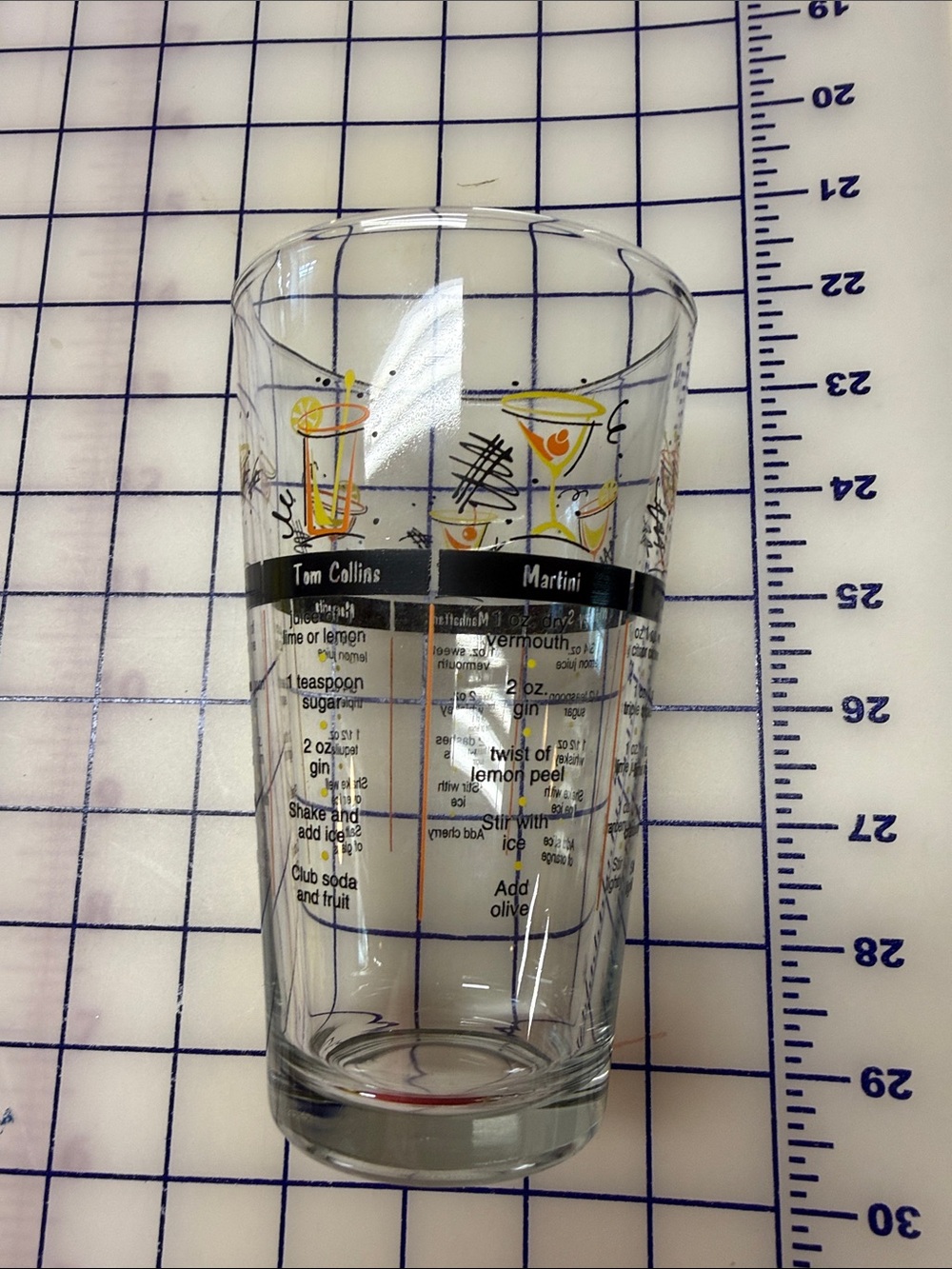 Vintage Cocktail Recipe Drinking Glasses, Barware mid century libbey